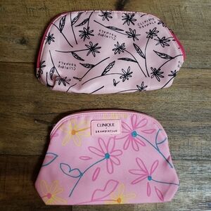 Set Of 2 Drawbertson & X Donald Clinique Pink Cosmetic Bags